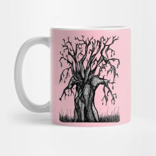 Pink Baobab Artistic Line Drawing Mug